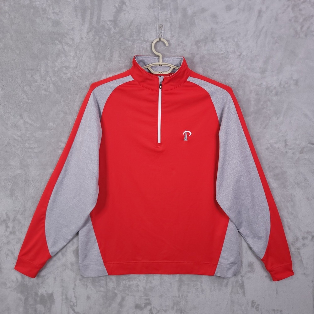 Footjoy  1/4 Zip Shirt Pullover Mens Large Long Sleeve Golf Red Performance